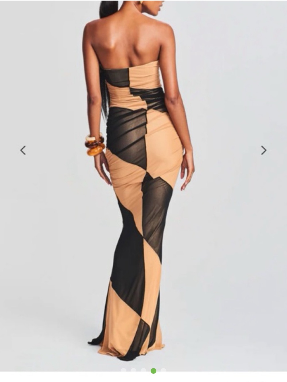 Retrofete Strapless Colorblock Gown in Black and Tan - Picture 3 of 5